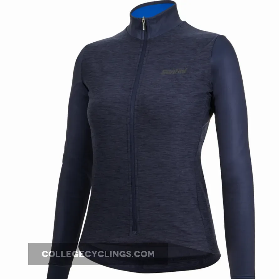 Santini Colore Puro long sleeves woman jersey - Blue #Female Puro