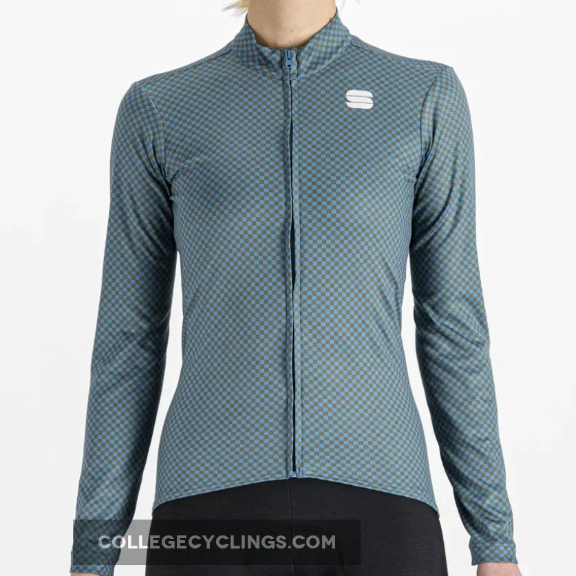 Sportful Checkmate Women Long Sleeves Jersey - Blue Restock