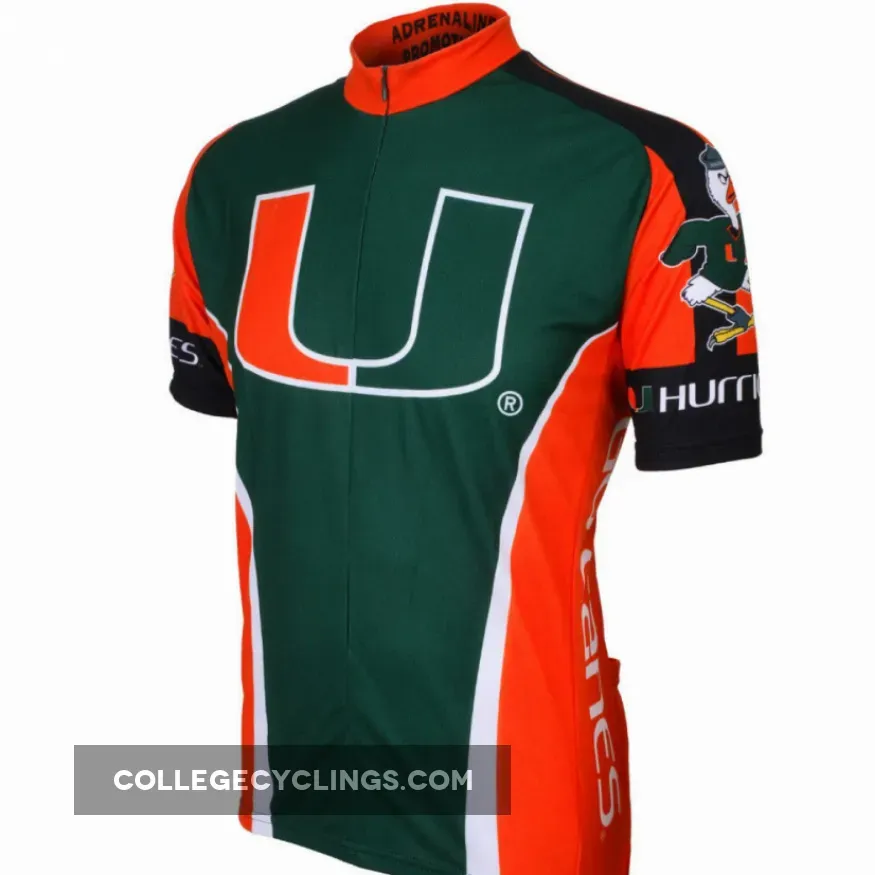 UM UNIVERSITY OF MIAMI HURRICANES Short Sleeve Cycling Jersey