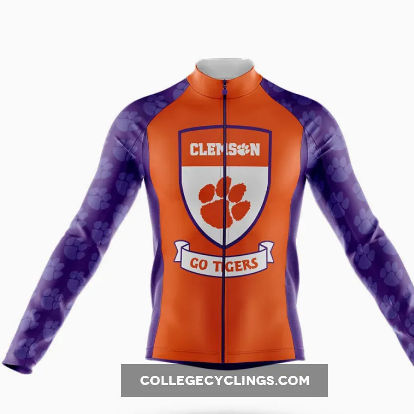 Clemson Tigers Shield Long Sleeve Cycling Jersey For Sale