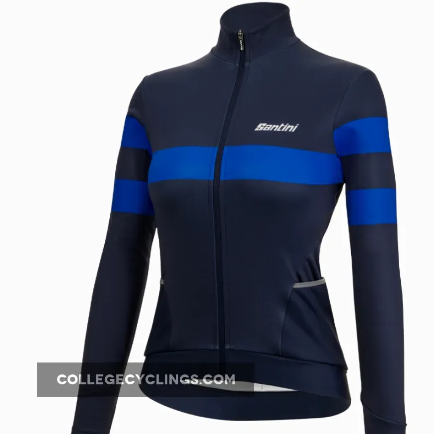 Santini Coral Bengal long sleeves woman jersey - Blue