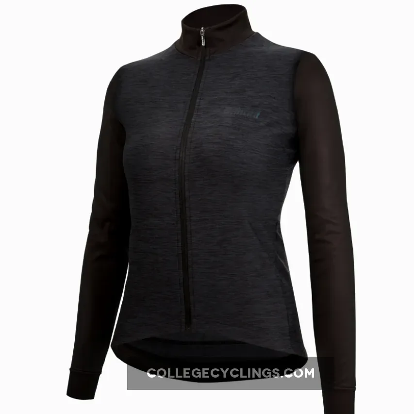 Santini Colore Puro long sleeves woman jersey - Black / Female Puro