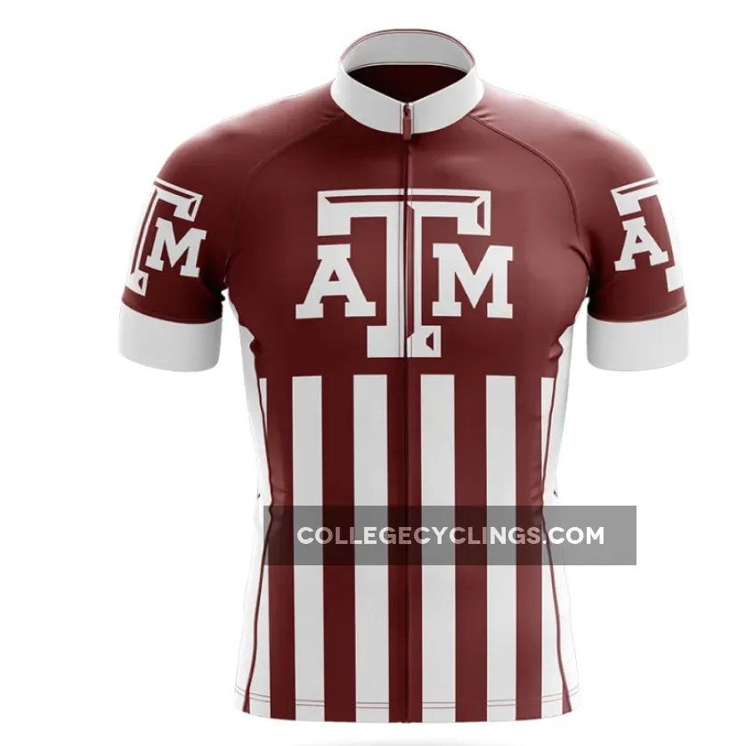 Texas A&M Cycling Jersey in Bold Maroon and White Stripes